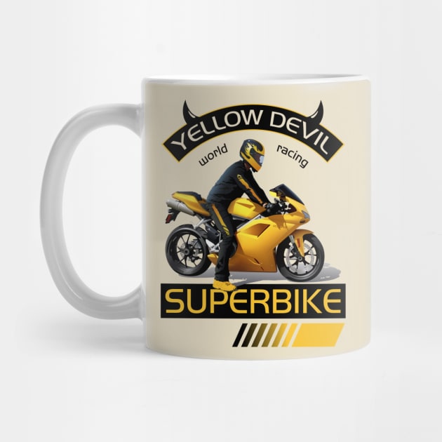 Yellow Devil Superbike World Racing, T-shirt for Biker, MotorCycle Rider Tee, Biker Dad Gift by Ben Foumen